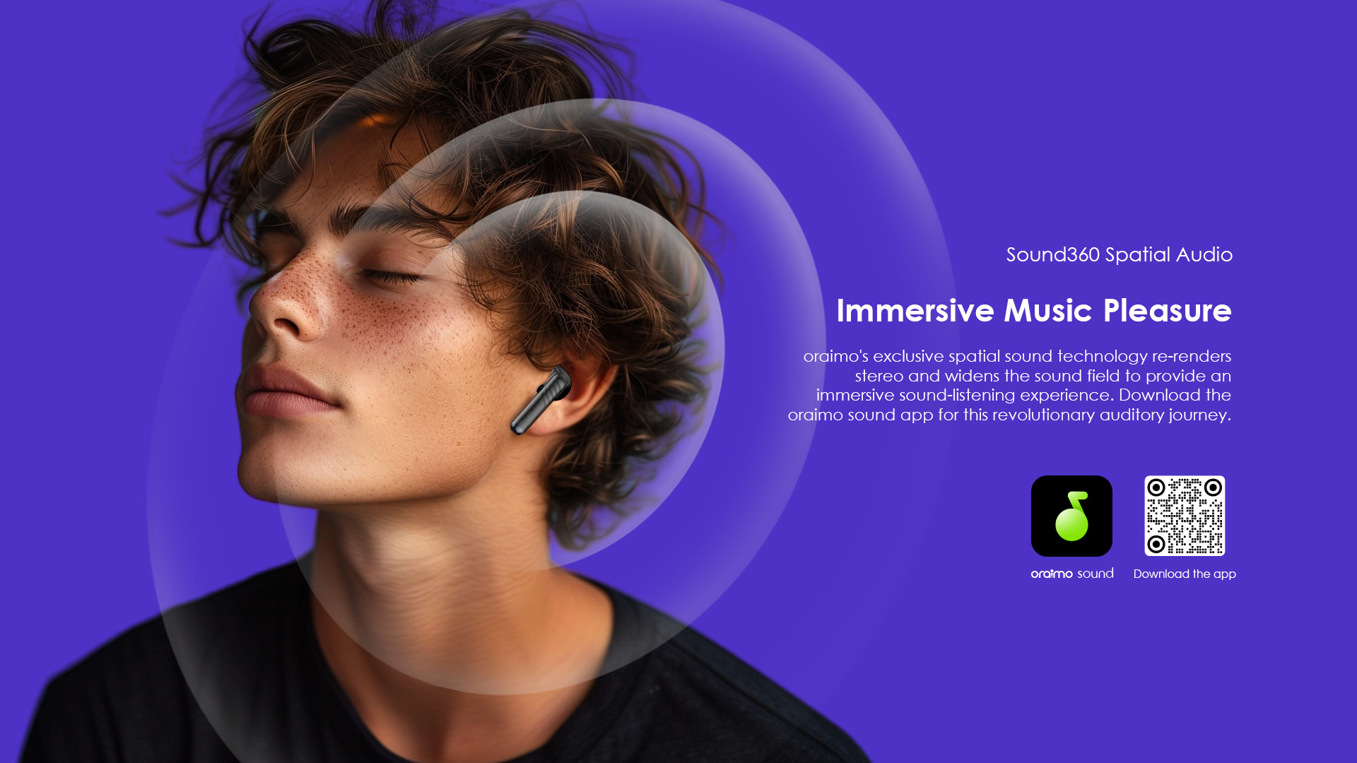 Oraimo True Wireless In-Ear Earbuds, FreePod Neo, Sound 360 Spatial Audio, Half-in-ear design, 50 hour Play Time, IPX 4 Water Resistant, 2-Mic Call Noise Cancellation, Low-latency Game Mode, AniFast™ Fast Charge, Compatible with Oraimo Sound App OTW-330S